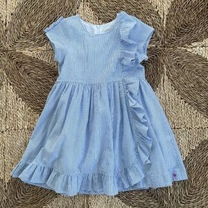 Pink Chicken Blue Seersucker Dress